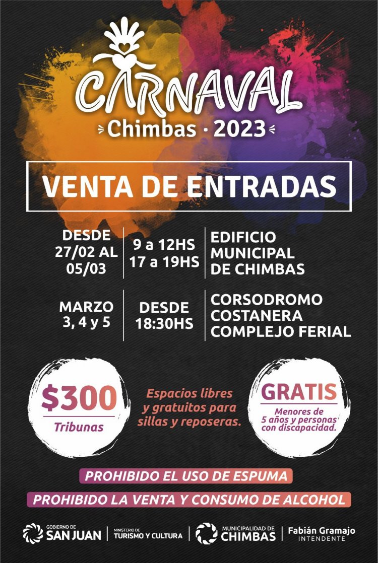 Desde mañana comienza la venta de entradas para el Carnaval de Chimbas