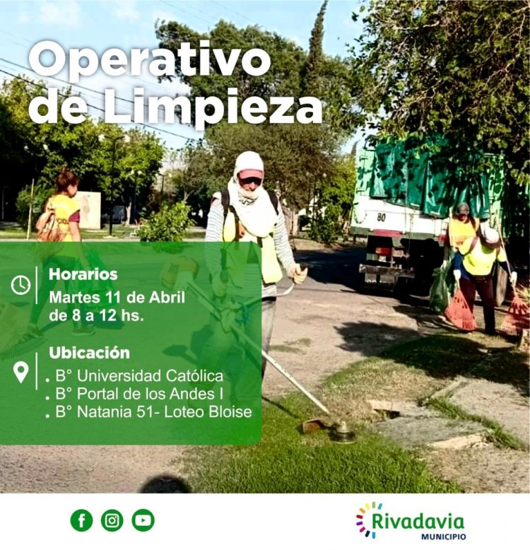 Nuevo operativo de limpieza en Rivadavia