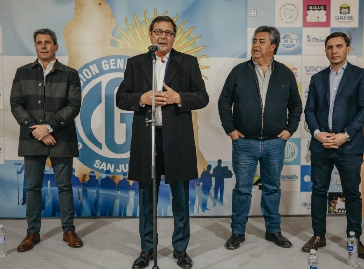 Rubén Uñac recibió el apoyo de la CGT completa