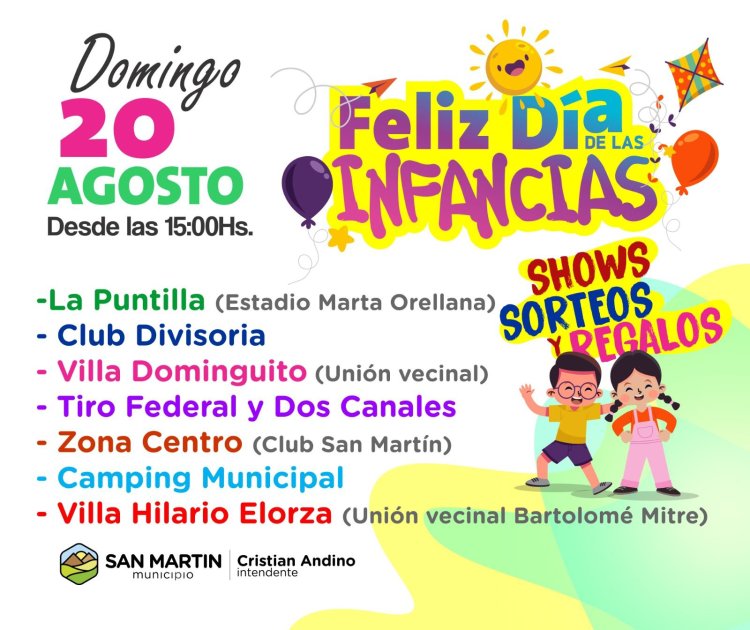 San Martín festejará el Día de las Infancias en cada rincón del departamento