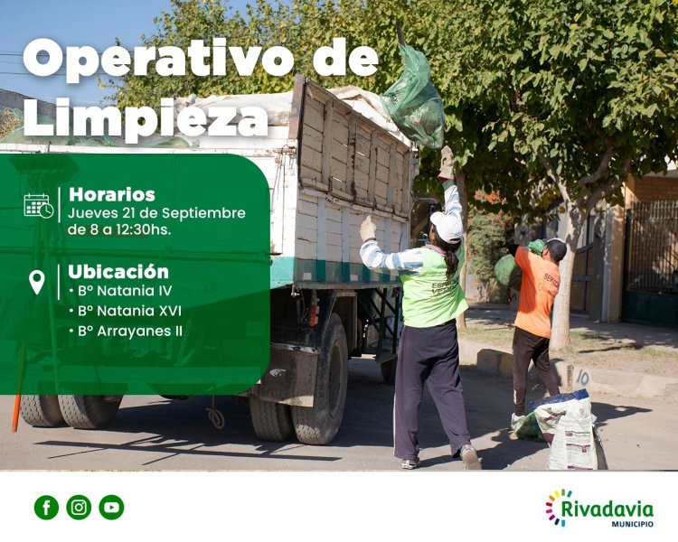 Nuevo operativo de limpieza en Rivadavia