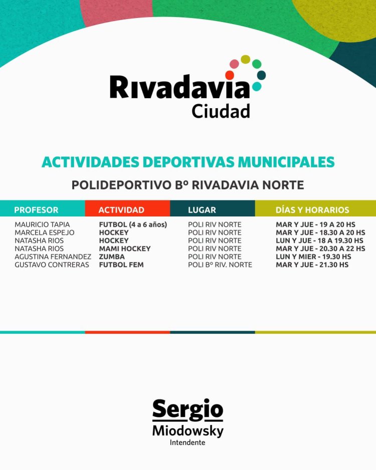 Rivadavia: Conoce las actividades deportivas gratuitas