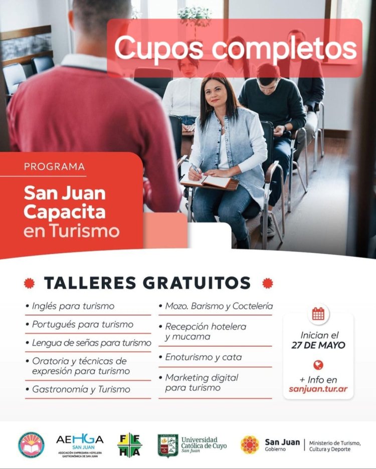 Se completó el cupo  para el "San Juan Capacita en Turismo"