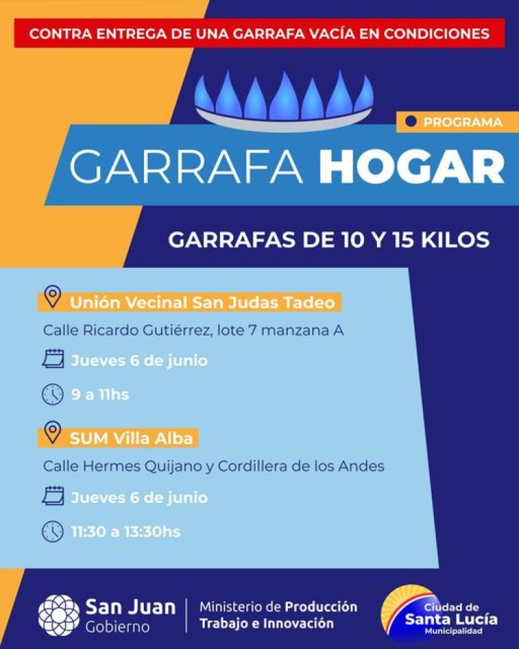 Santa Lucía: conoce donde y cuando se entrega la Garrafa Hogar