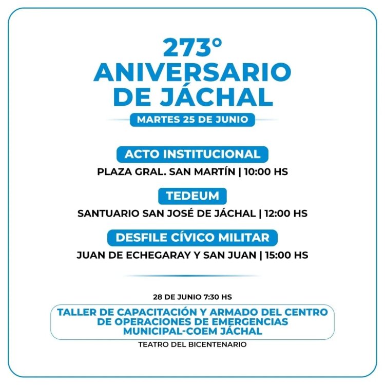 Jáchal celebra un nuevo aniversario con una agenda cargada de actividades
