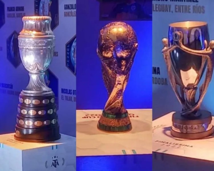 Llegan a San Juan las copas que ganó la selección Argentina en los últimos tres años