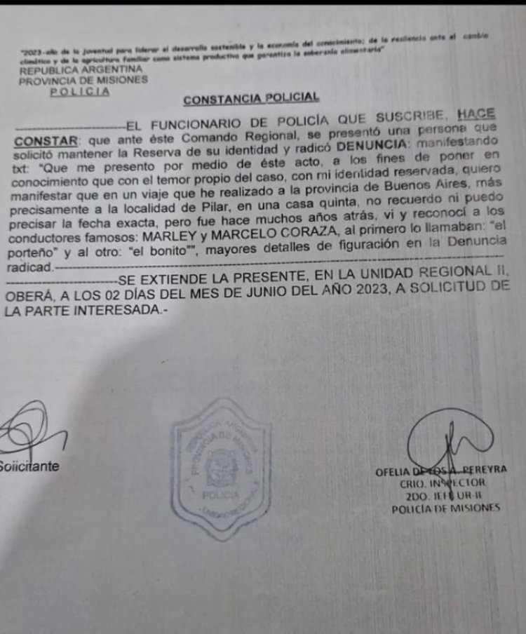 Revelan el texto completo de la denuncia contra Marley