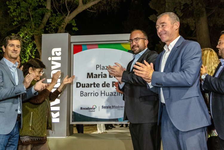 Rivadavia inauguró la plaza más importante de zona Norte barrio Huzihul