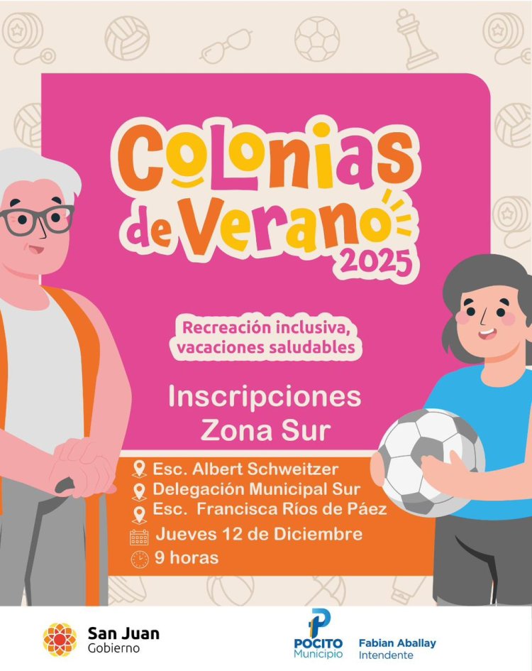 Comenzaron las inscripciones de las Colonias de Verano 2025 para la  Zona Sur de Pocito