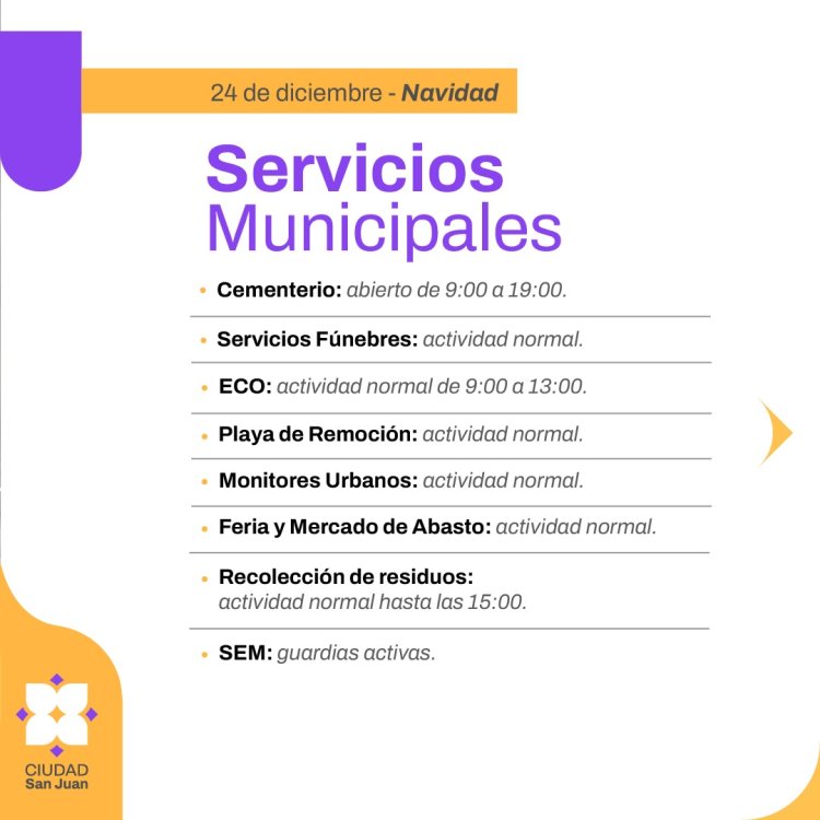 Conoce los servicios de la Ciudad durante Navidad