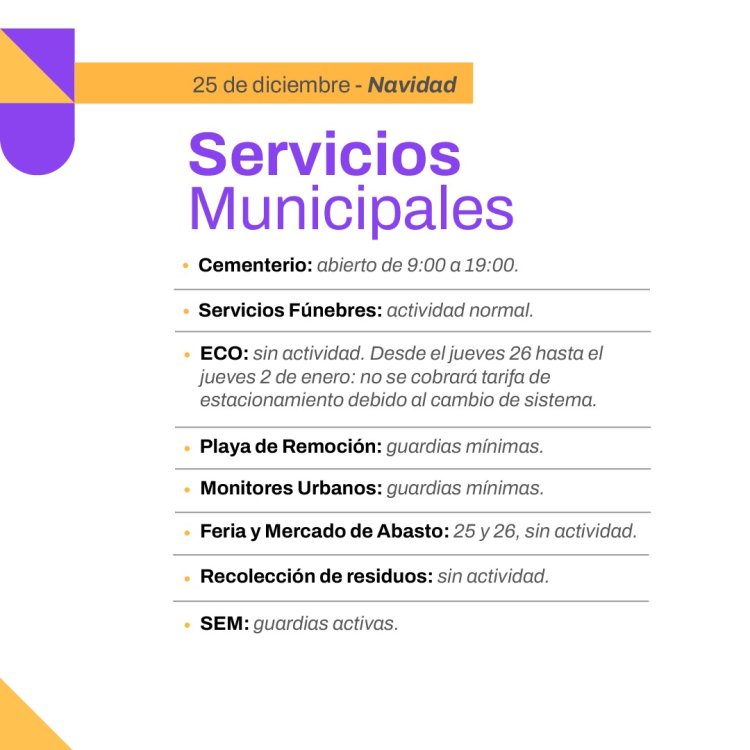 Conoce los servicios de la Ciudad durante Navidad
