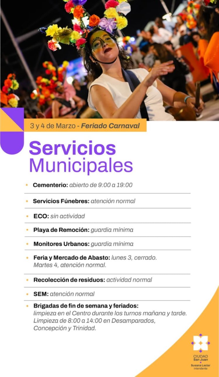 Prestación de servicios durante los feriados de Carnaval en la Ciudad