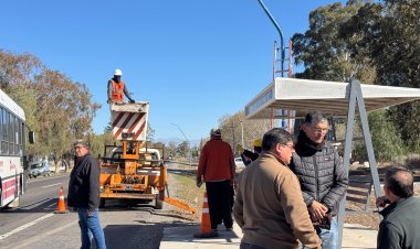 Seguridad vial y obras en Ruta 20: la Escuela Procesa Sarmiento ya cuenta con iluminación LED