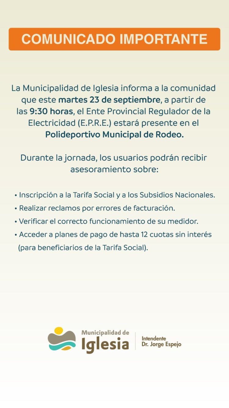 Este martes el E.P.R.E. estará presente en el Polideportivo Municipal de Rodeo