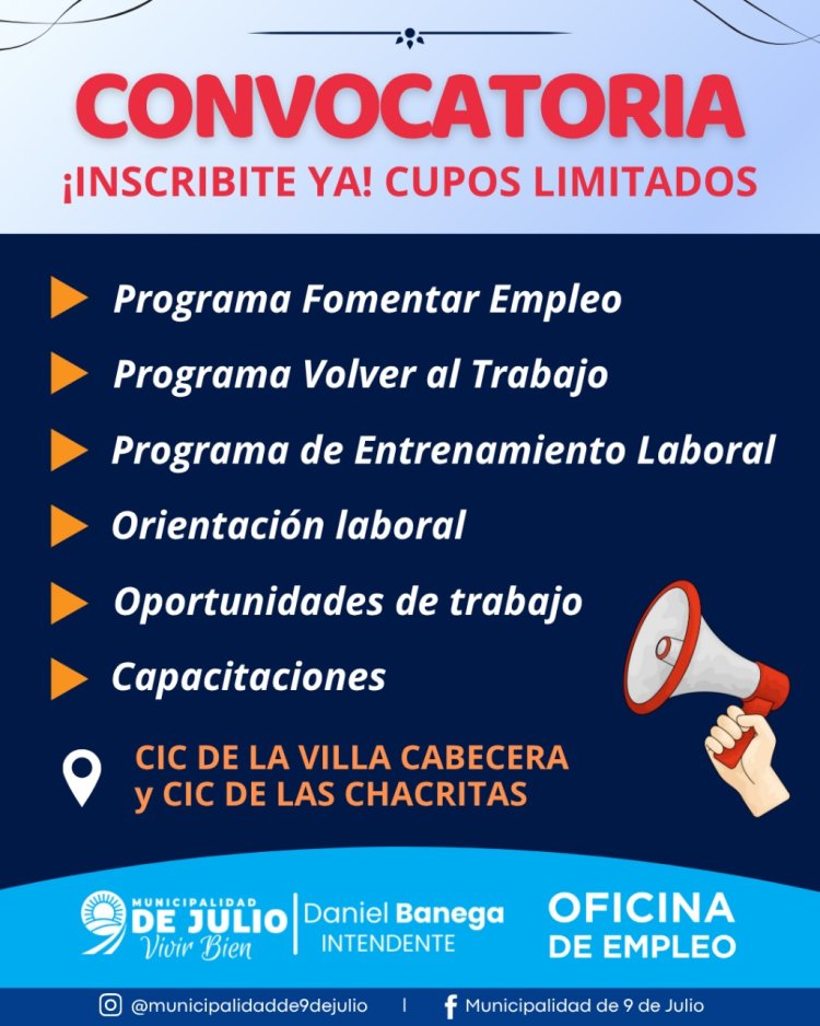 9 de Julio impulsa programas de formación e incerción laboral a través de la Oficina de Empleo