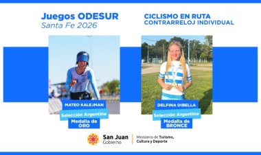 El ciclismo sanjuanino le dio dos medallas a Argentina: Oro para Mateo Kalejman y bronce para Delfina Dibella