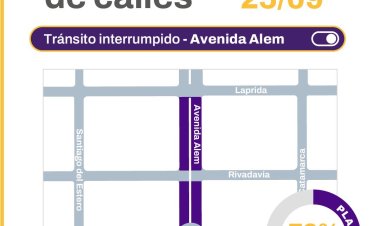 Plan 50 cuadras: ya alcanzó el 73 por ciento de avance y este viernes el corte continúa en avenida Alem