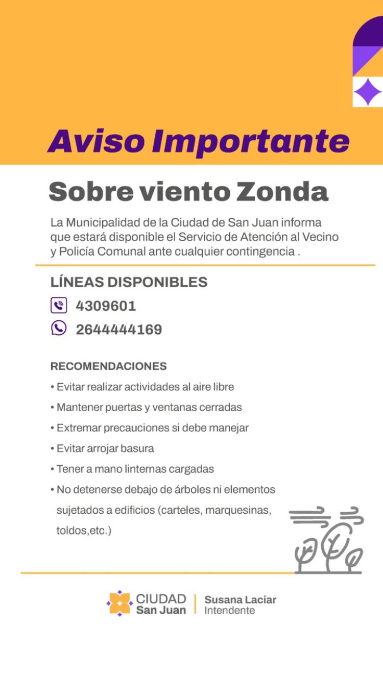 La Ciudad activa las líneas de asistencia al vecino debido al viento zonda