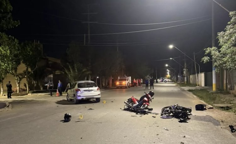 Brutal choque en Rawson dejó a tres motociclistas gravemente heridos