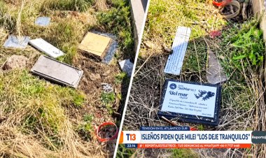 La TV chilena mostró el vandalismo de los isleños en el Cementerio de Darwin en Malvinas