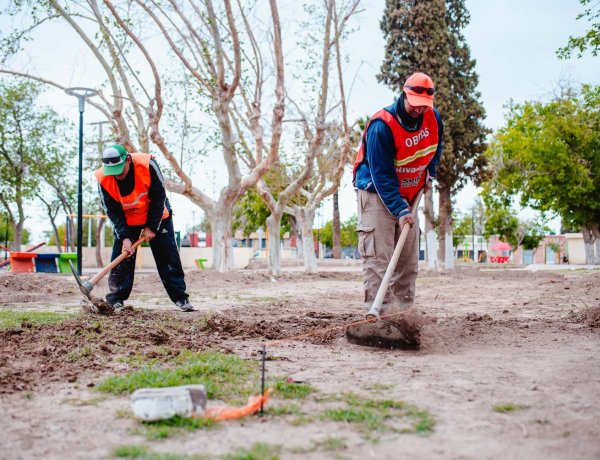 Rivadavia construye una nueva cancha de tejo en la plaza de Marquesado