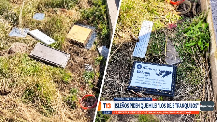 La TV chilena mostró el vandalismo de los isleños en el Cementerio de Darwin en Malvinas