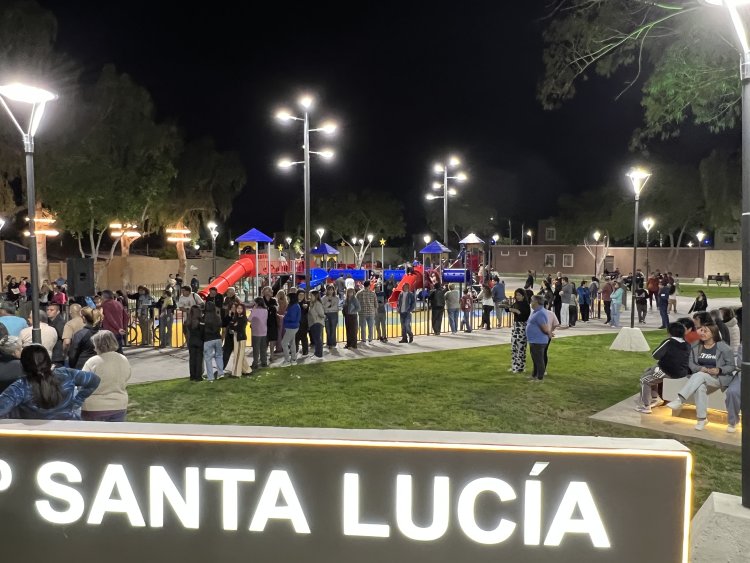 Santa Lucía inauguró una plaza renovada con juegos de última generación