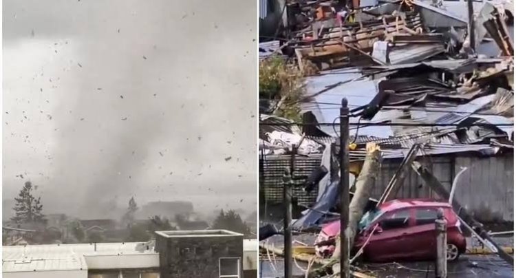 El impactante paso de un tornado en Chile